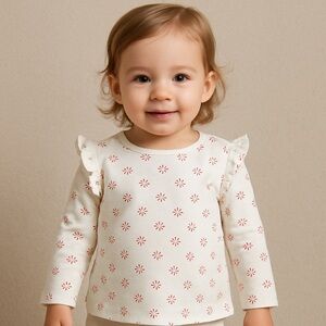 Aspen Kids Ruffle Shoulder Long Sleeve Top 24M